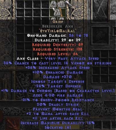 Grief Berserker Axe 35-39/370-399/20-25