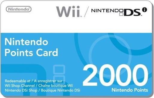 Nintendo Wii & DSi 2000 Points Card