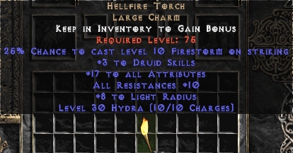 Druid Hellfire 10-16 Resist All/17-19 Stats