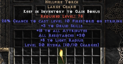 Druid Hellfire 20 Resist All/17-19 Stats