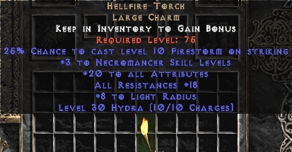 Necromancer Hellfire 17-19 Resist All/20 Stats