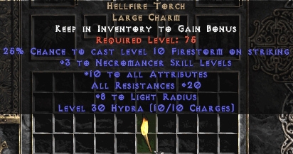 Necromancer Hellfire 20 Resist All/10-16 Stats